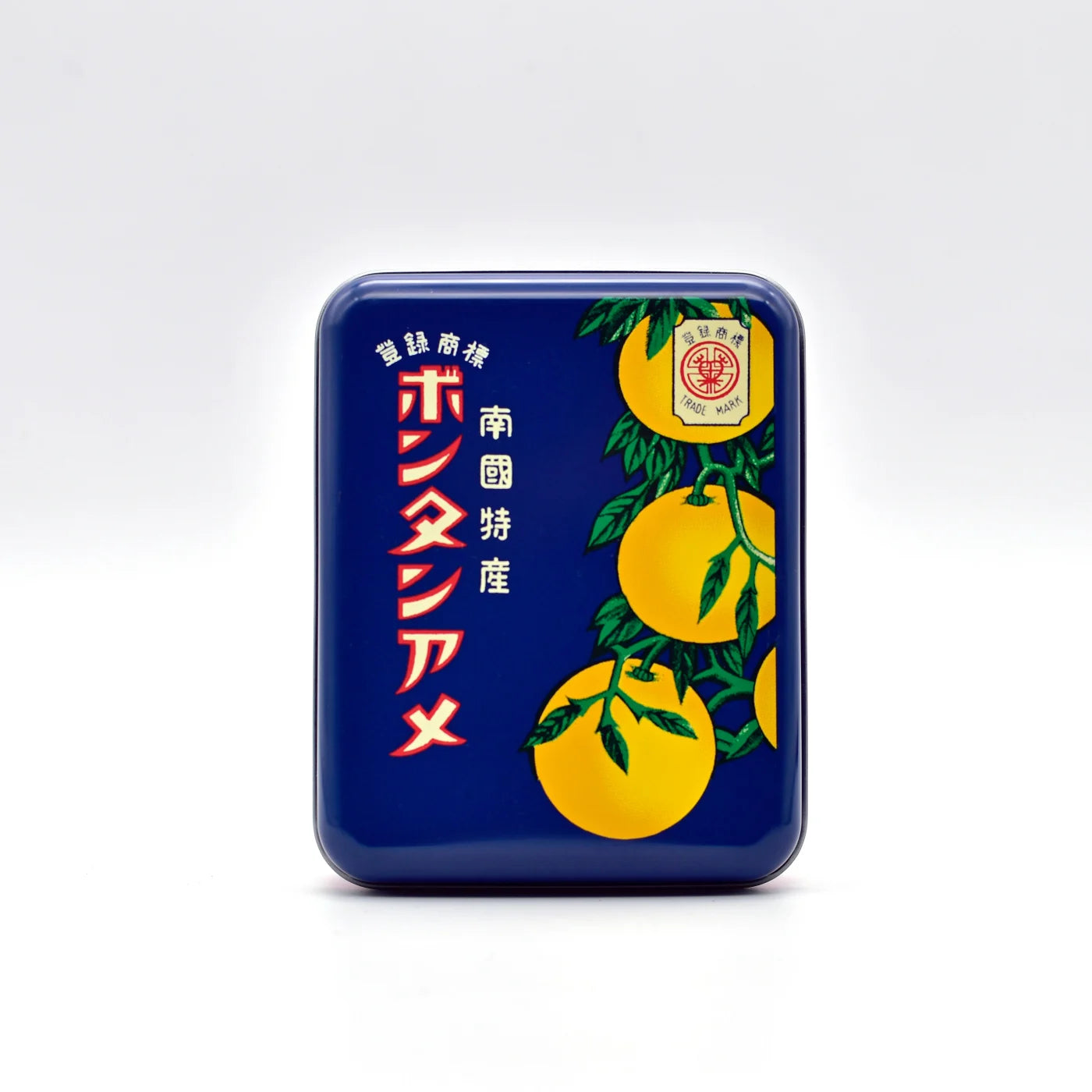 Real Japanese regional candy tin photographed in Japan