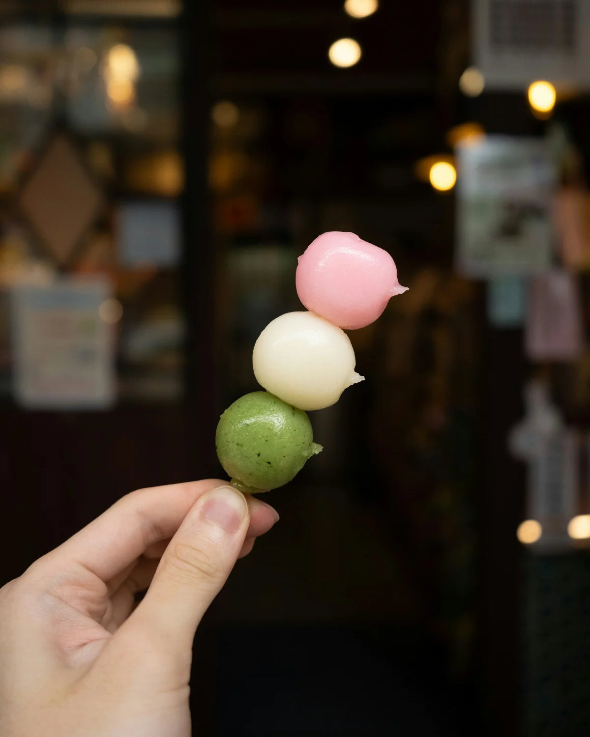 Real three-color Japanese dango sweet