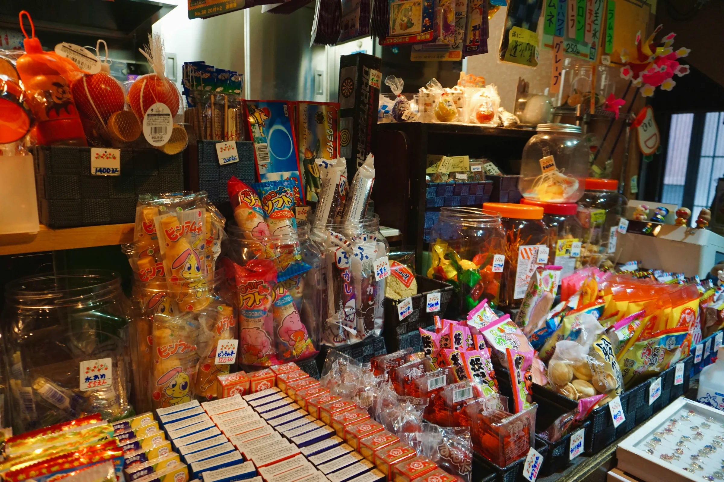 Real Japanese snack shop display in Tokyo